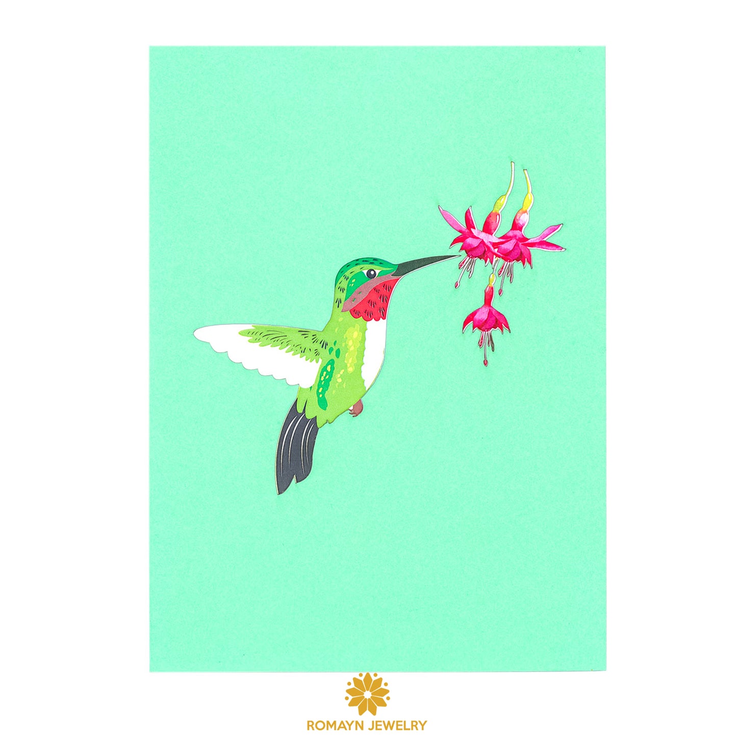 Hummingbird in Flowers Card