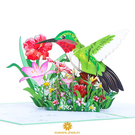 Hummingbird in Flowers Card