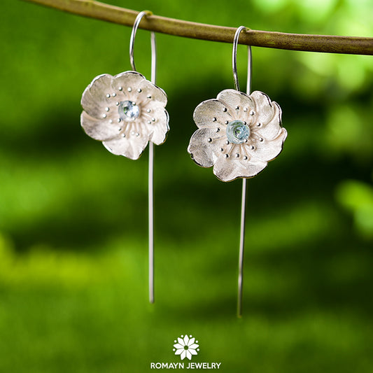 Anemone Flower Topaz Earrings