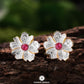 Peony Flower Leaf Pink Tourmaline Ring