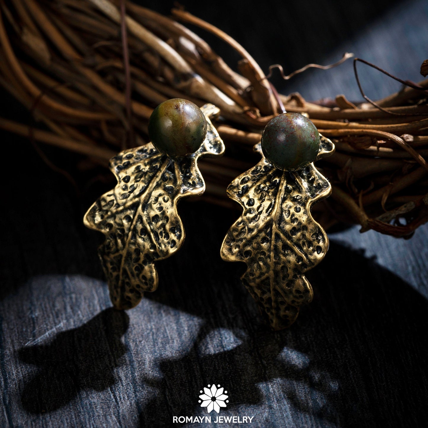 Leaf Antique Gold Earrings