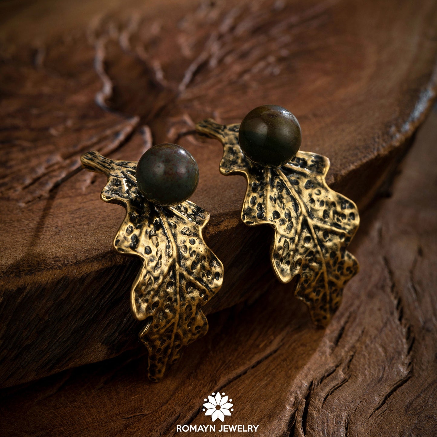 Leaf Antique Gold Earrings