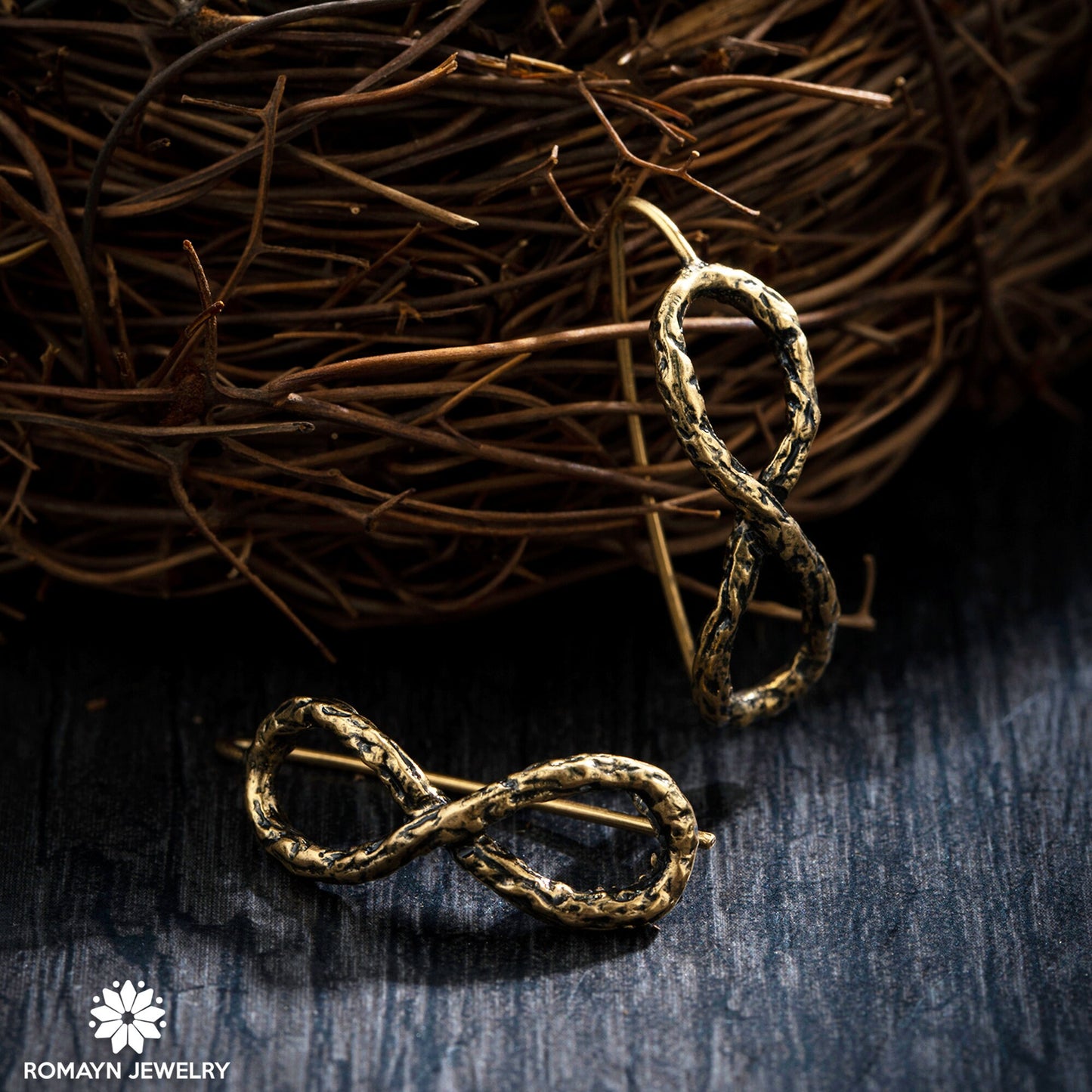 Infinity Antique Gold Earrings