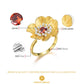 Anemone Flower Garnet Ring