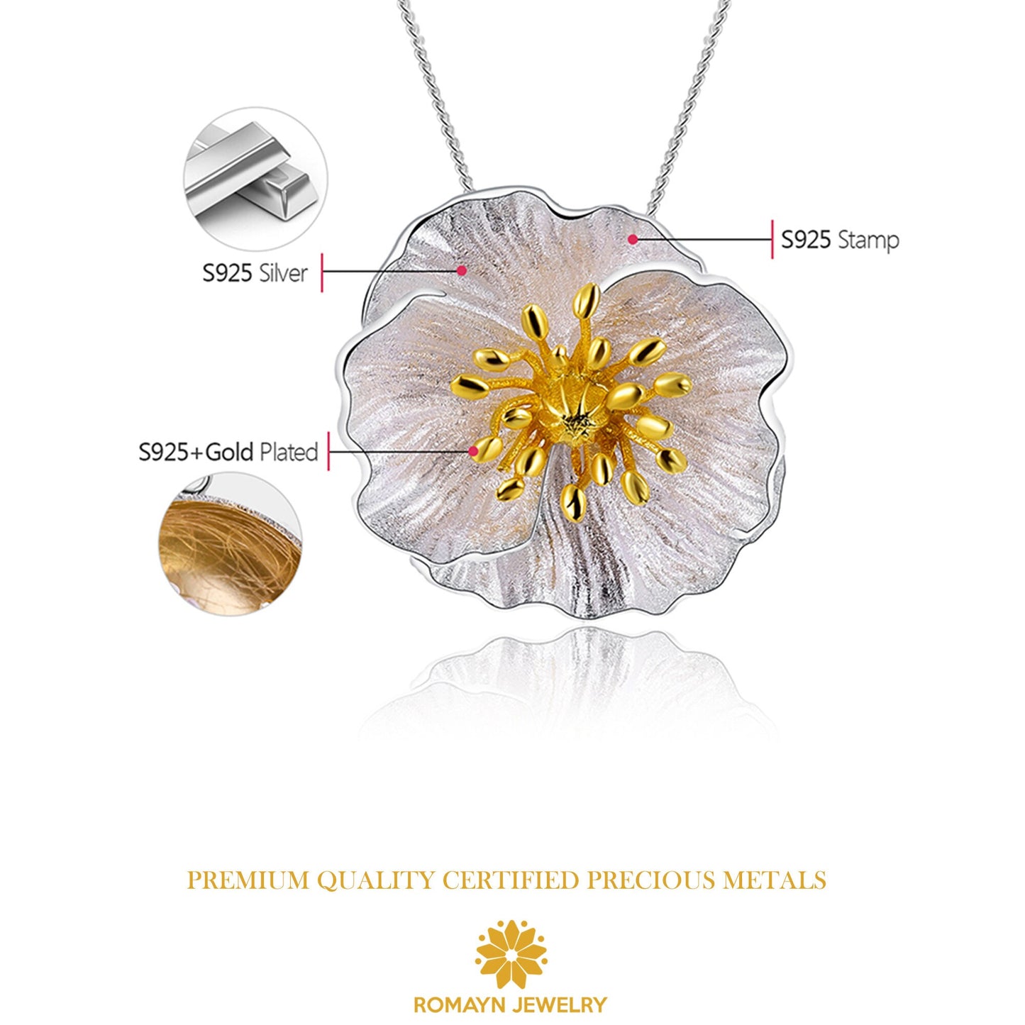 Poppy Flower Necklace