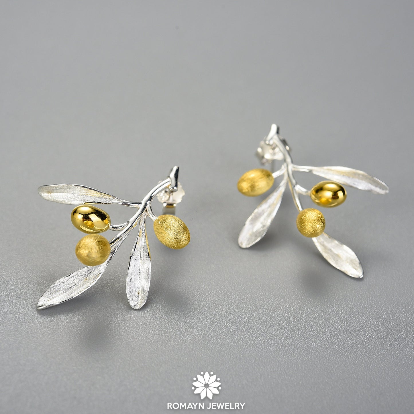 Olive Leaves Branch Fruits Earrings