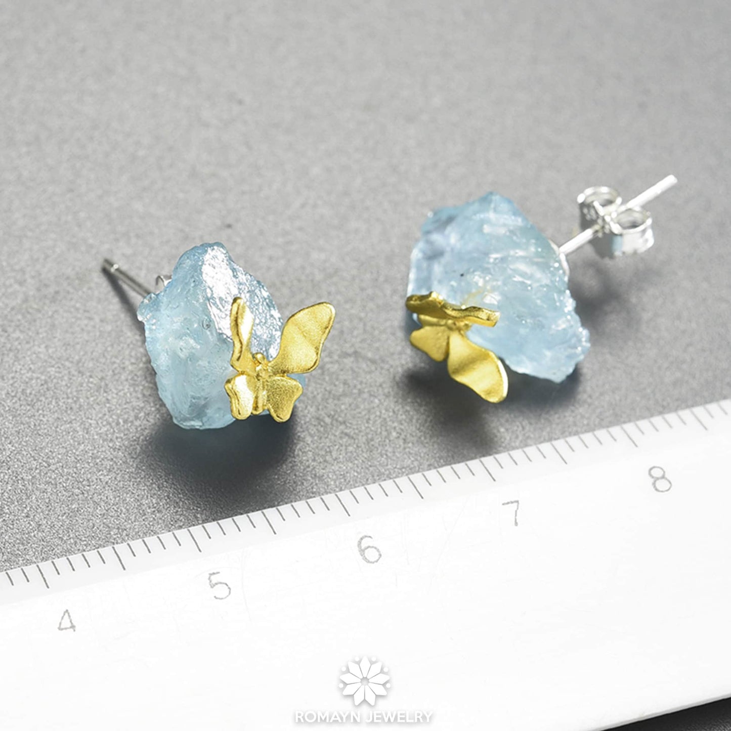 Butterfly on Aquamarine Earrings