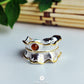 Peony Flower Leaf Yellow Tourmaline Ring
