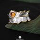 Peony Flower Leaf Yellow Tourmaline Ring