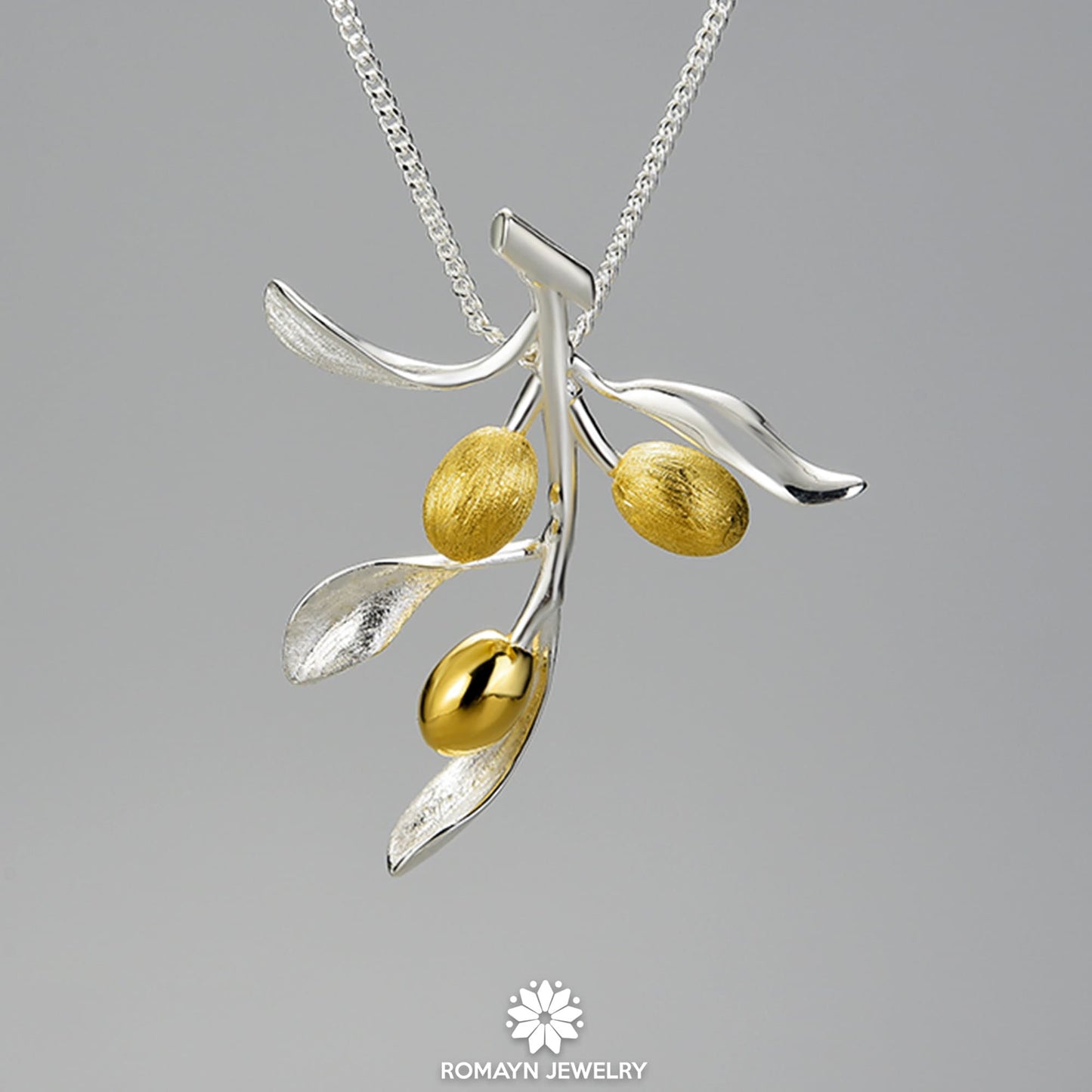 Olive Leaves Branch Fruits Necklace