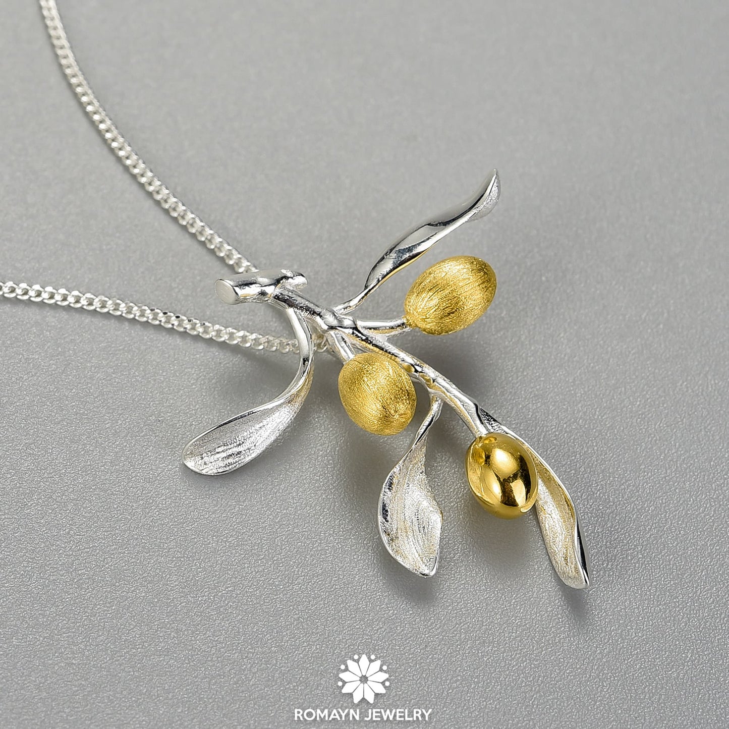 Olive Leaves Branch Fruits Necklace