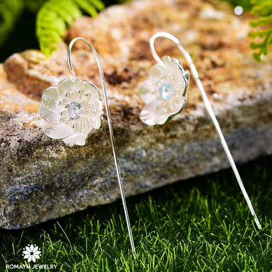 Anemone Flower Topaz Earrings