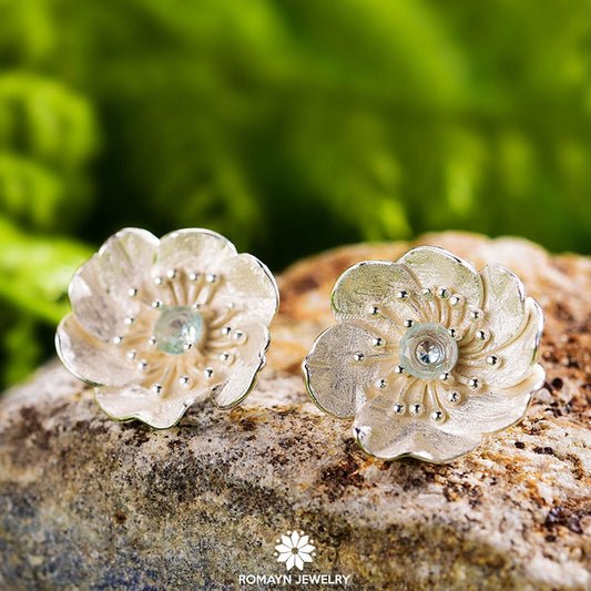 Anemone Flower Topaz Earrings