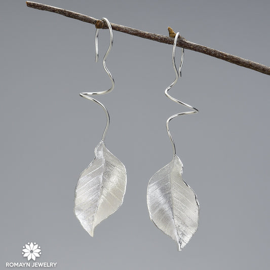 Beech Leaf Dangle Earrings