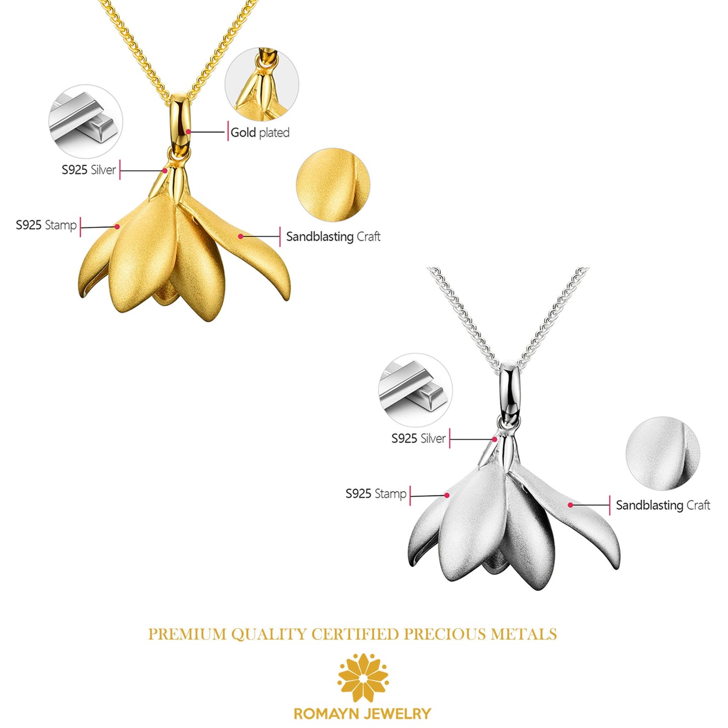 Magnolia Flower Necklace