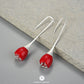 Red Lily of the Valley Flower Earrings