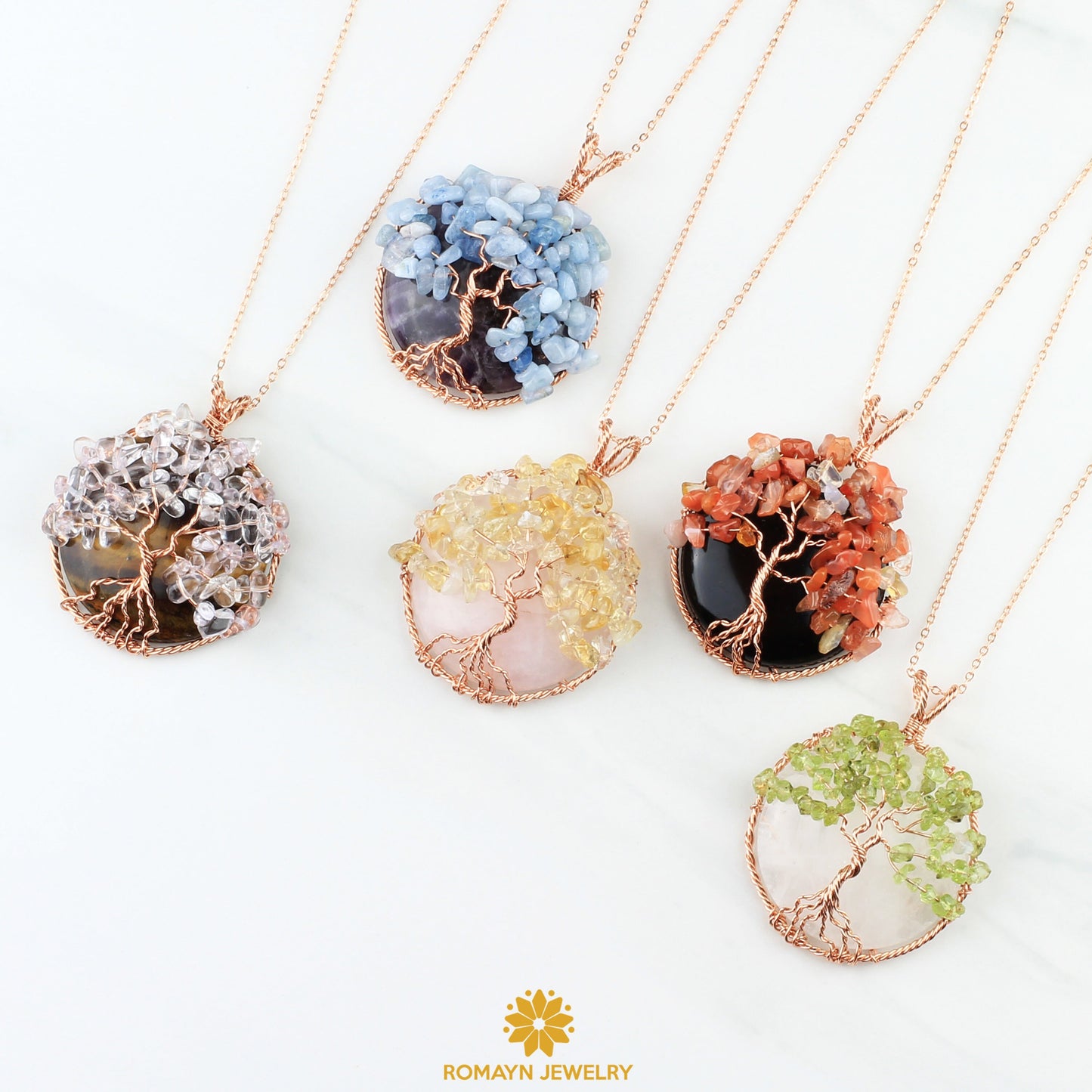 Gemstone Tree Of Life Necklaces, Wholesale Price